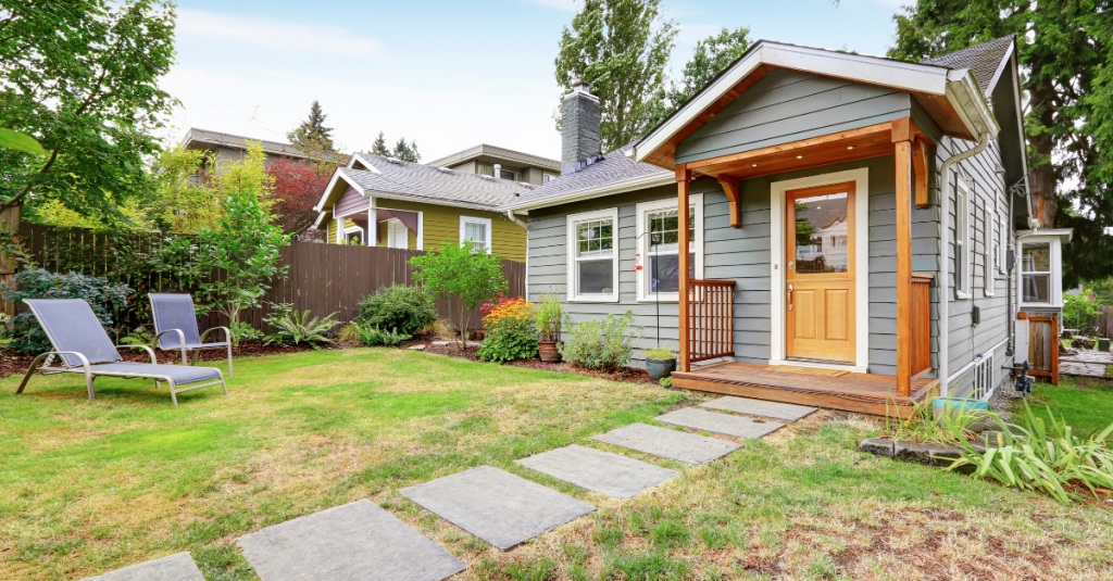 Standalone accessory dwelling unit with private entrance and lawn