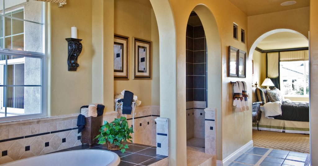 Open-concept hallway layout flowing into a primary suite
